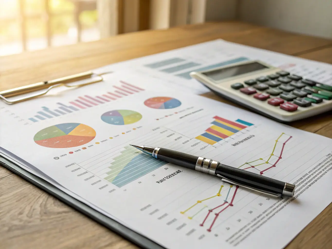 A close-up shot of a financial report generated by online accounting software, highlighting key performance indicators and financial metrics.