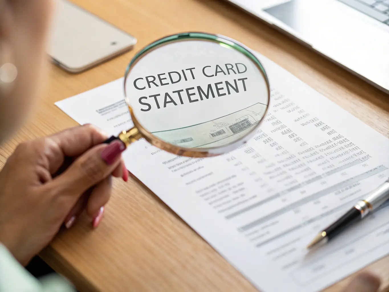 A magnifying glass over a financial document, representing the importance of financial inspections and audits.